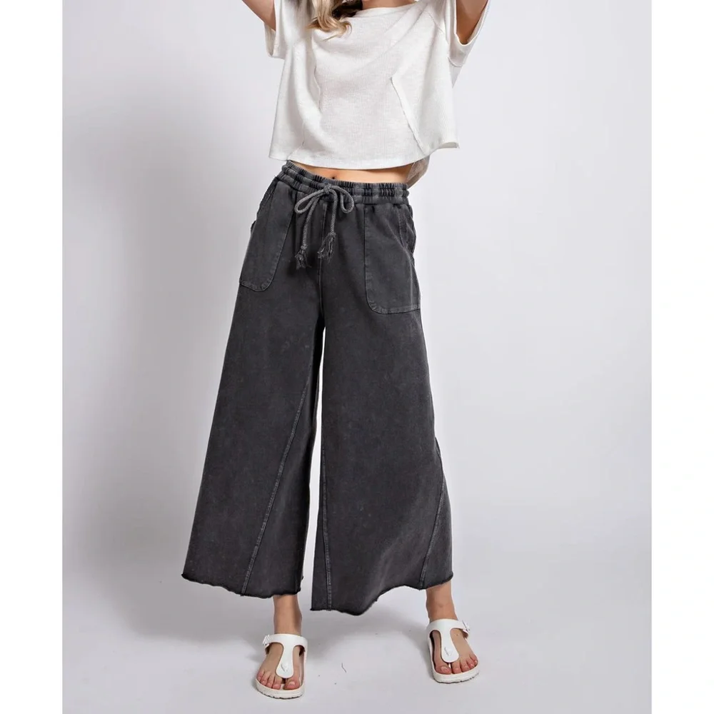 ✨LAST ONE✨Acid Washed French Terry Palazzo Pants - Picture 2 of 4